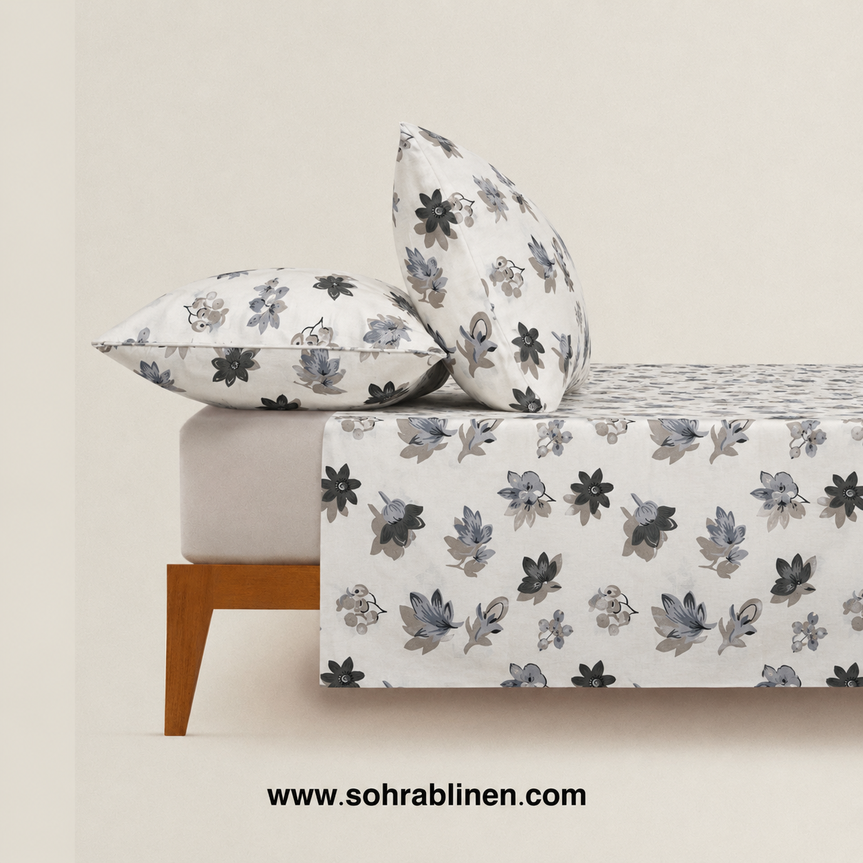 Mid night Blossom T-150 Cotton Bed Sheet Set