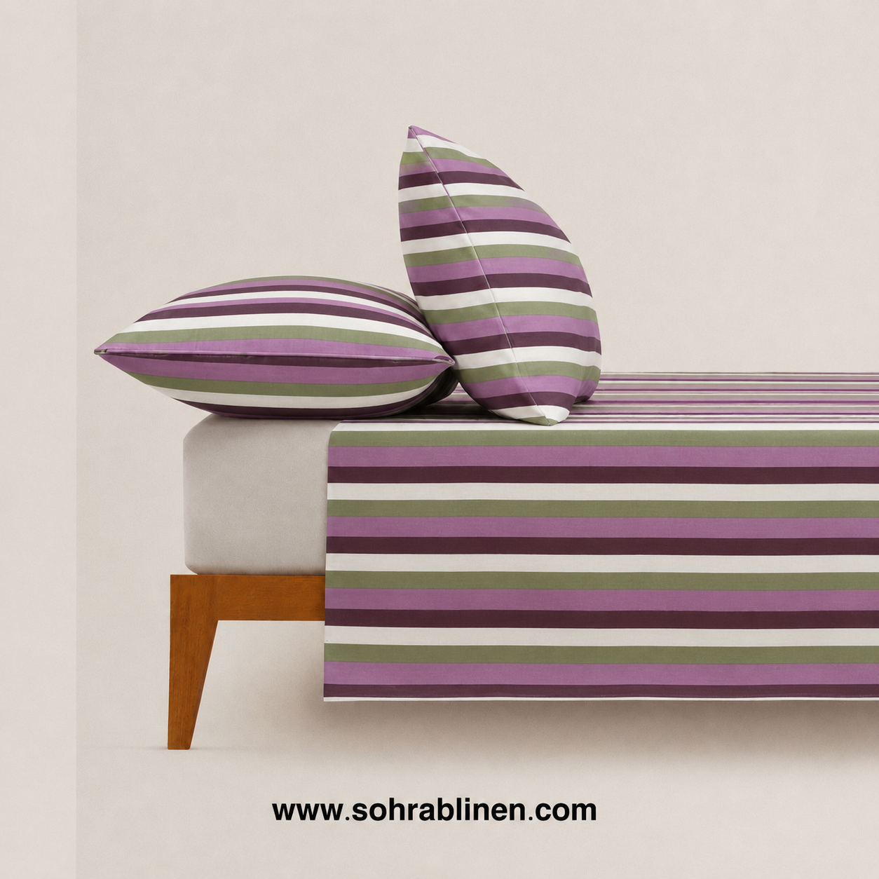 Mulberry stripe T-150 Cotton Bed Sheet Set