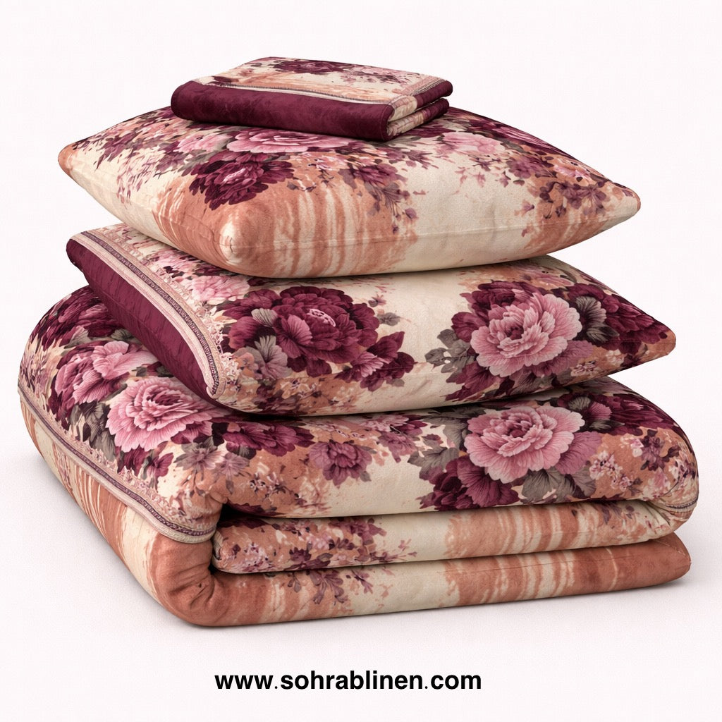 Blush Garden Fleece Bedding Set