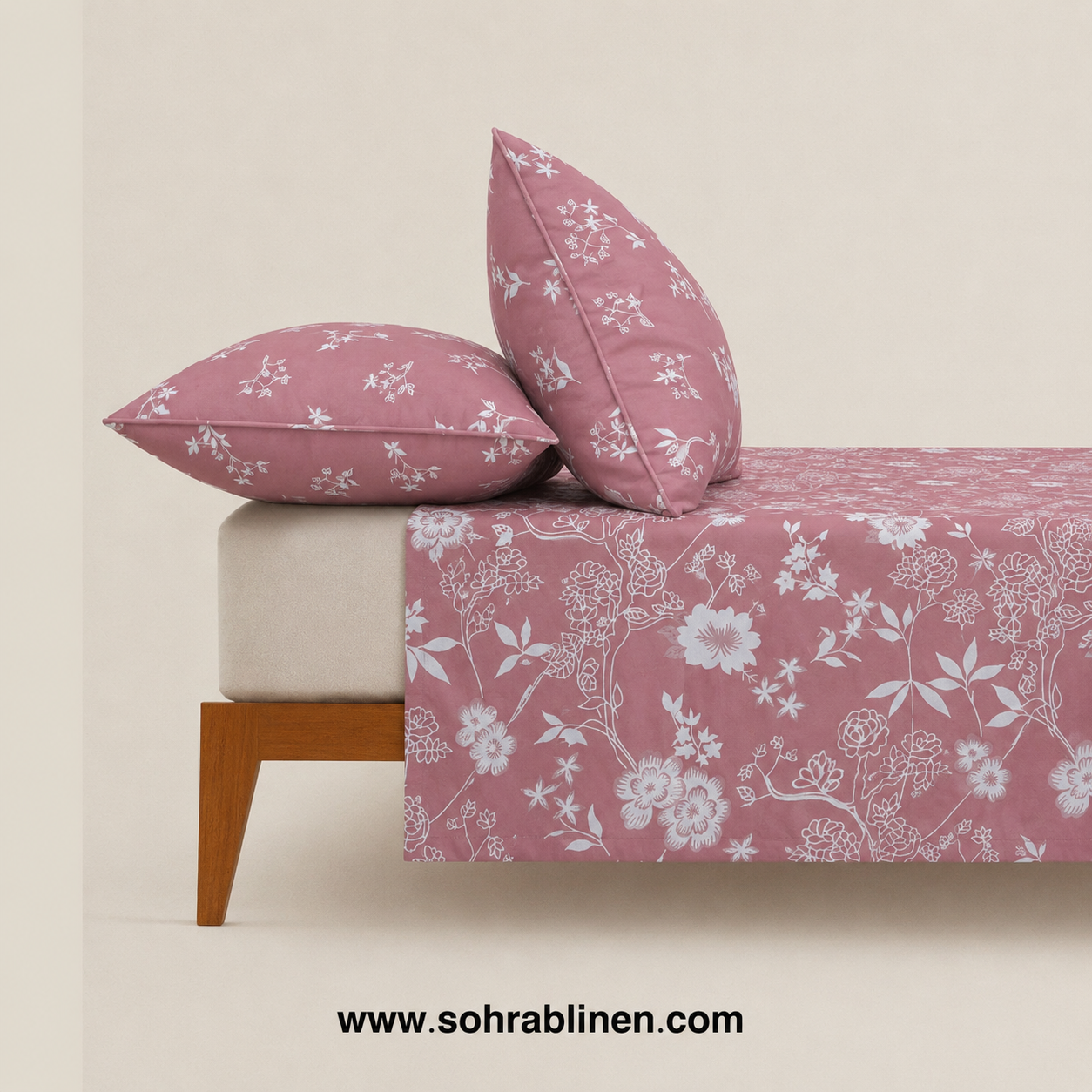 Blush Petals T-150 Cotton Bed Sheet Set