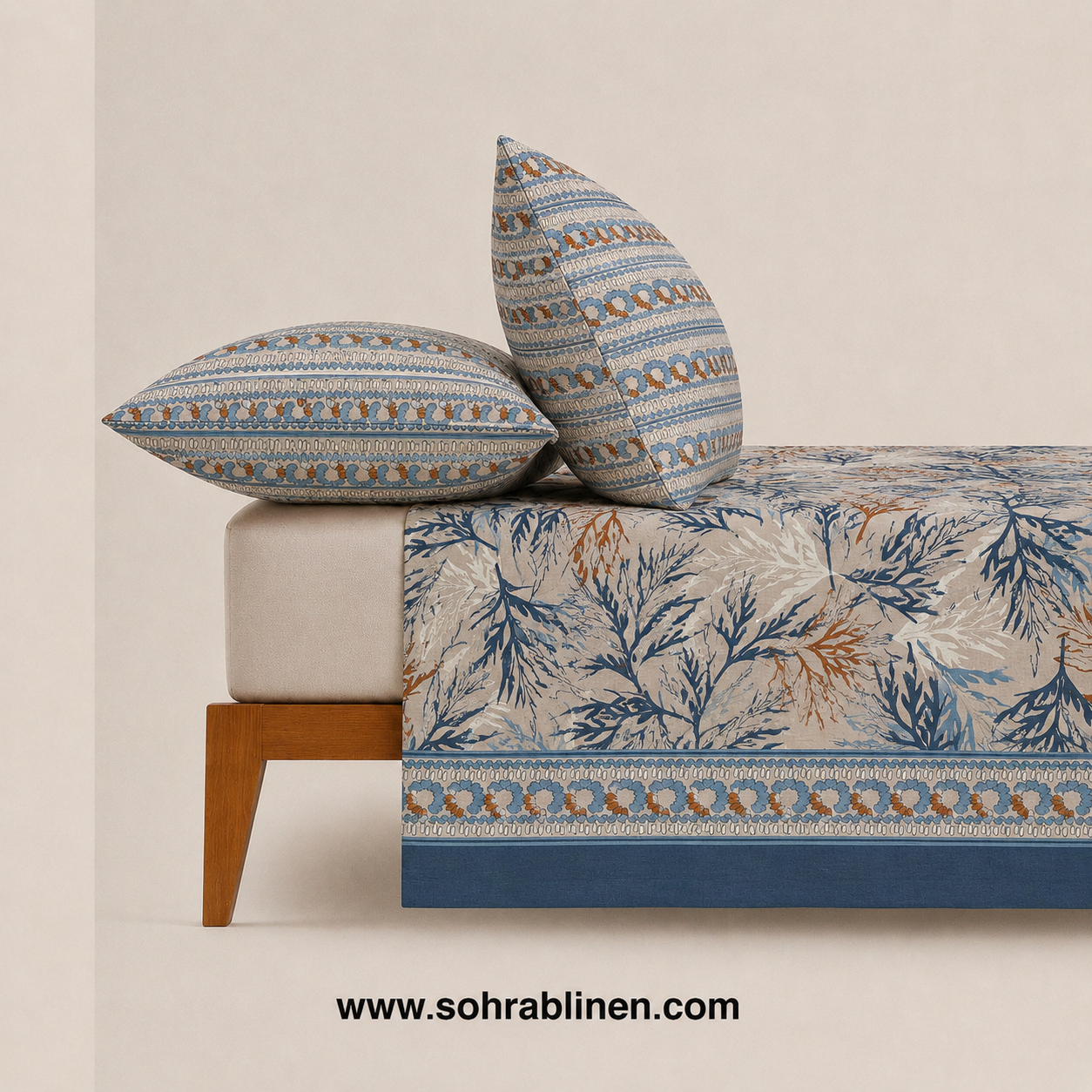 Coastal coral T-150 Cotton Bed Sheet Set