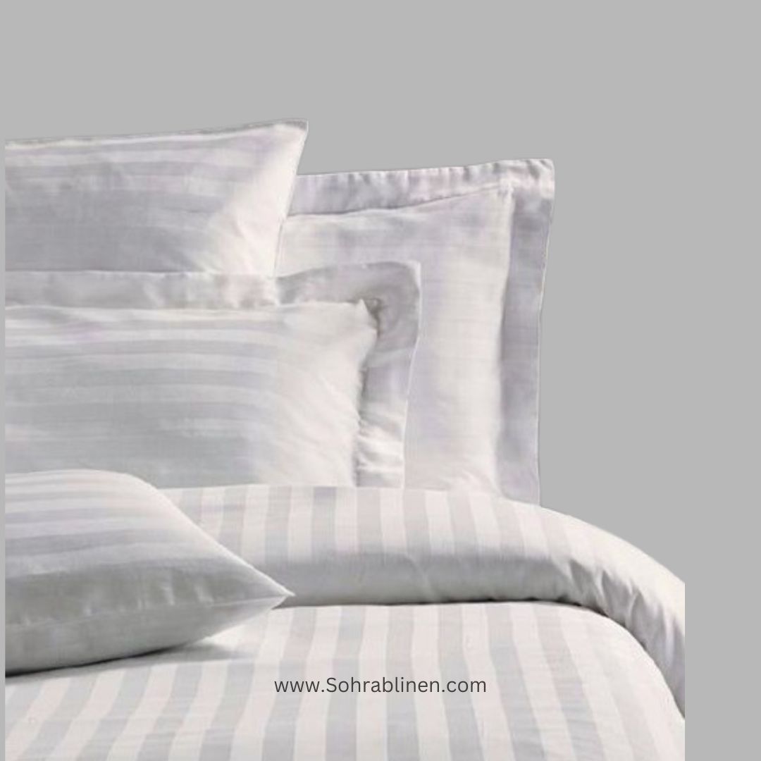 Stripe T-250 White Bedsheet Set
