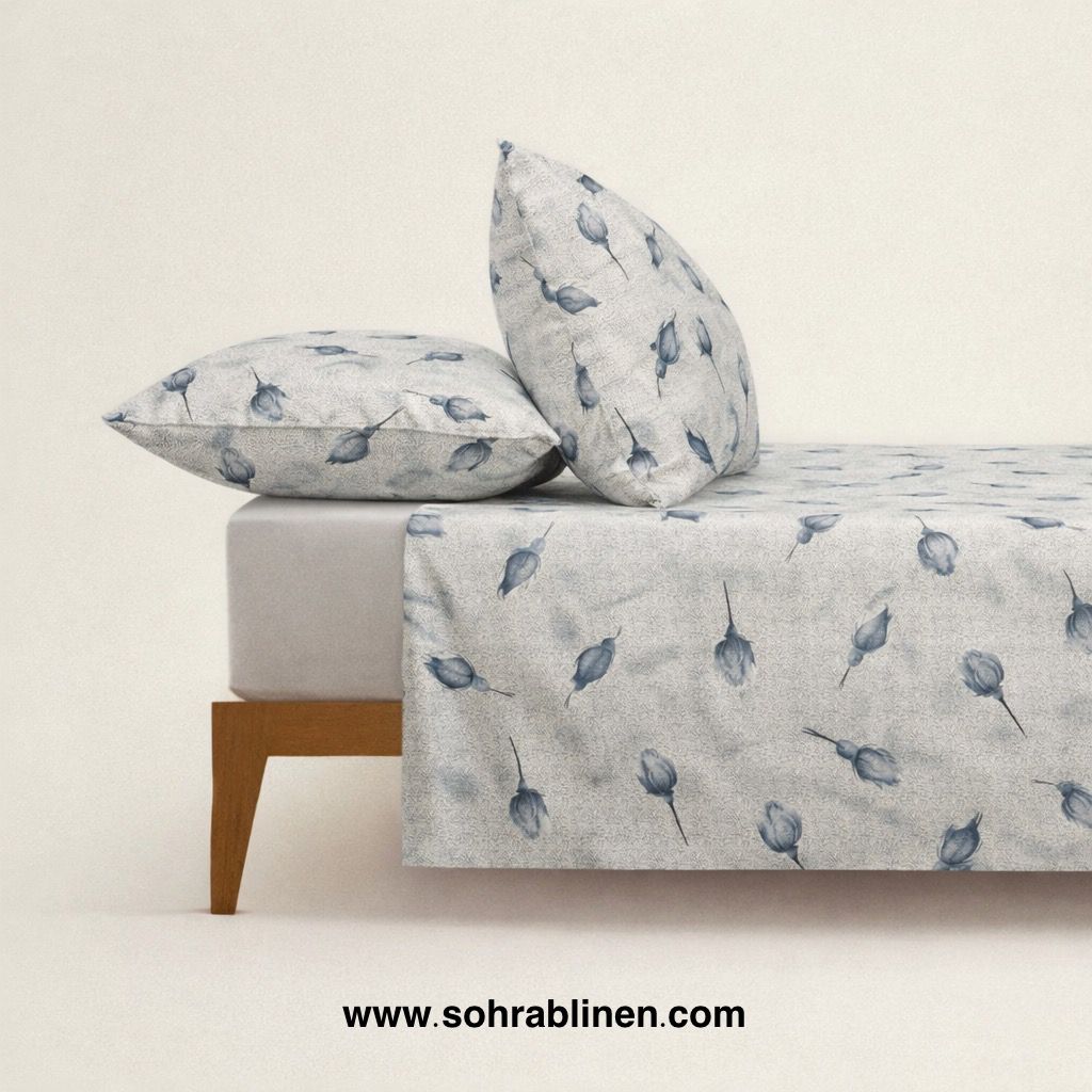 Signature petal Grey Cotton bedsheet Set