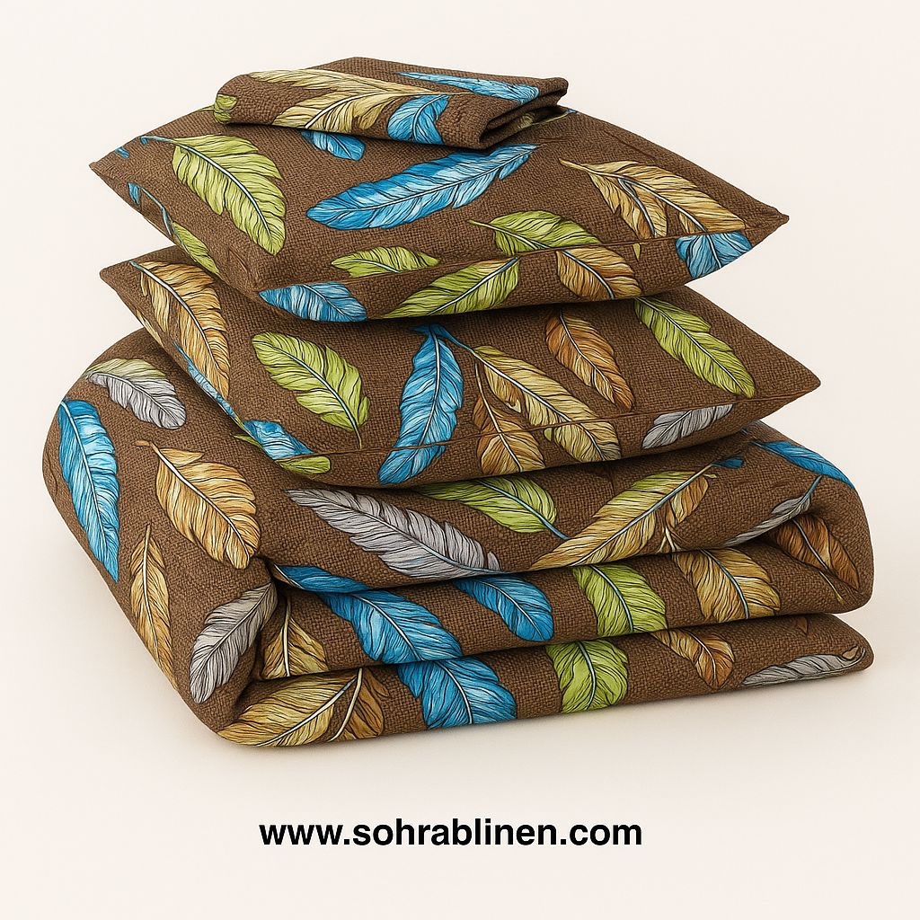 Feather Brown Comforter Set 6PC