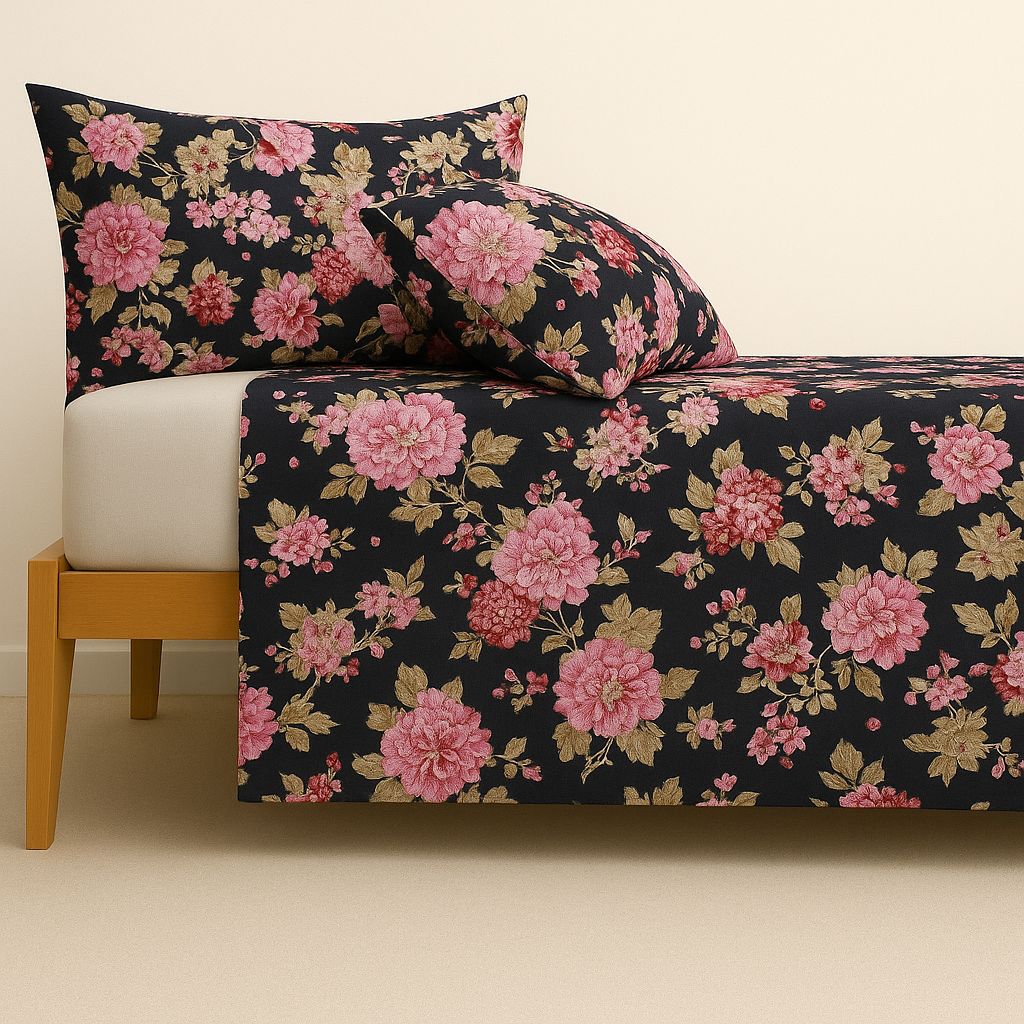 Midnight blossom Crystal Bedsheet Set