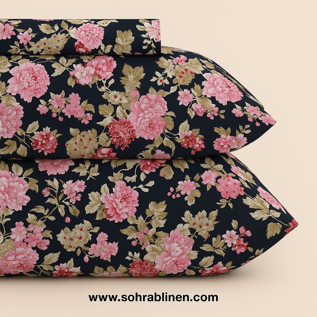 Midnight blossom Crystal Bedsheet Set