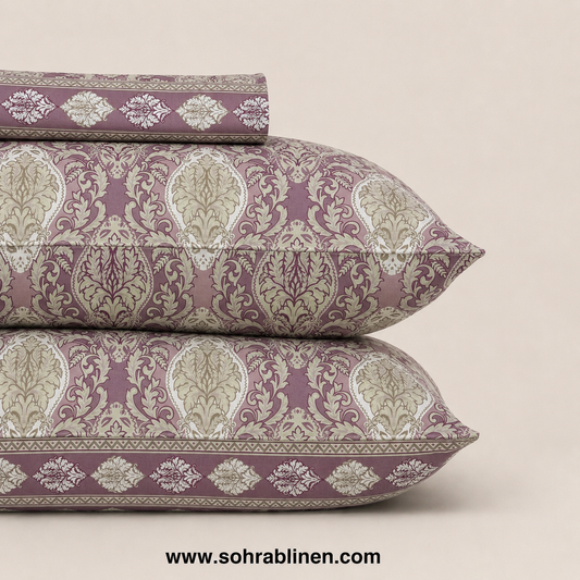 Vintage Mauve T-150 Cotton Bed Sheet Set