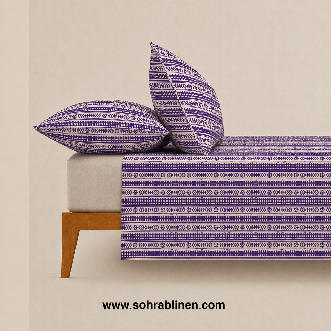 Purple Stripe T-150 Cotton Bed Sheet Set