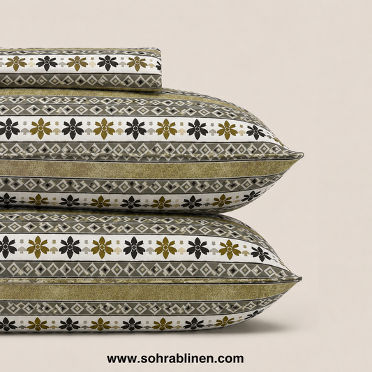 Olive Heritage T-150 Cotton Bed Sheet set