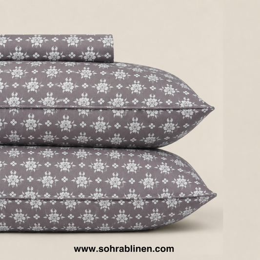 Silver Bloom T-150 Cotton Bed Sheet Set