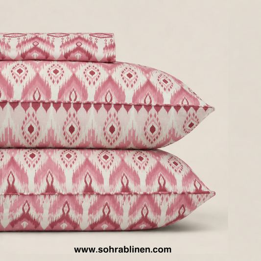 Rose Ikat T-150 Cotton Bed Sheet Set