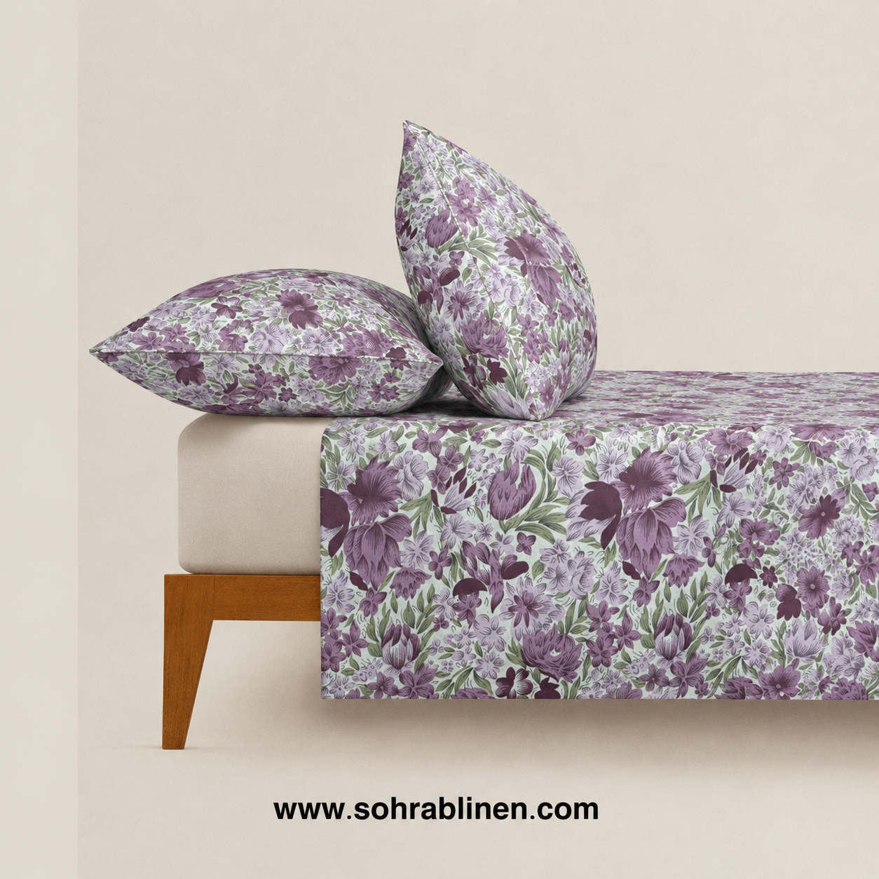 Lavender Garden Floral T-150 Cotton Bed Sheet set