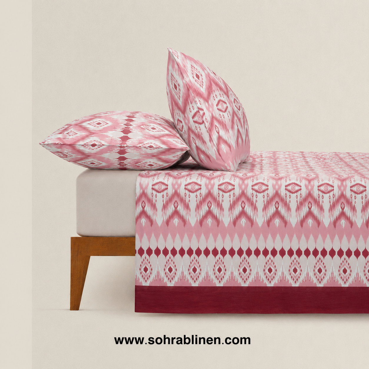 Rose Ikat T-150 Cotton Bed Sheet Set