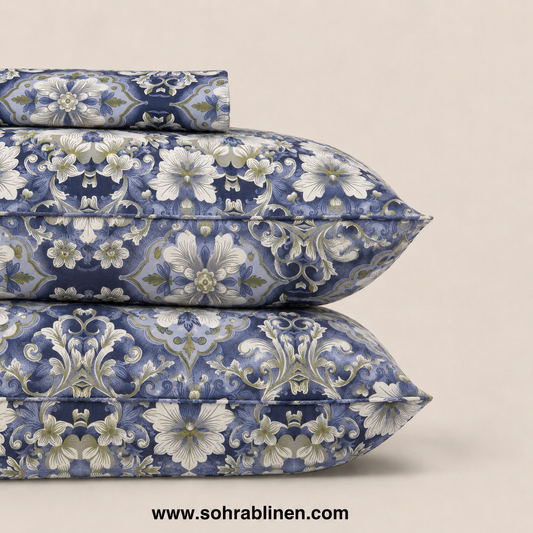 Royal Blue Vintage T-150 Cotton Bed Sheet Set