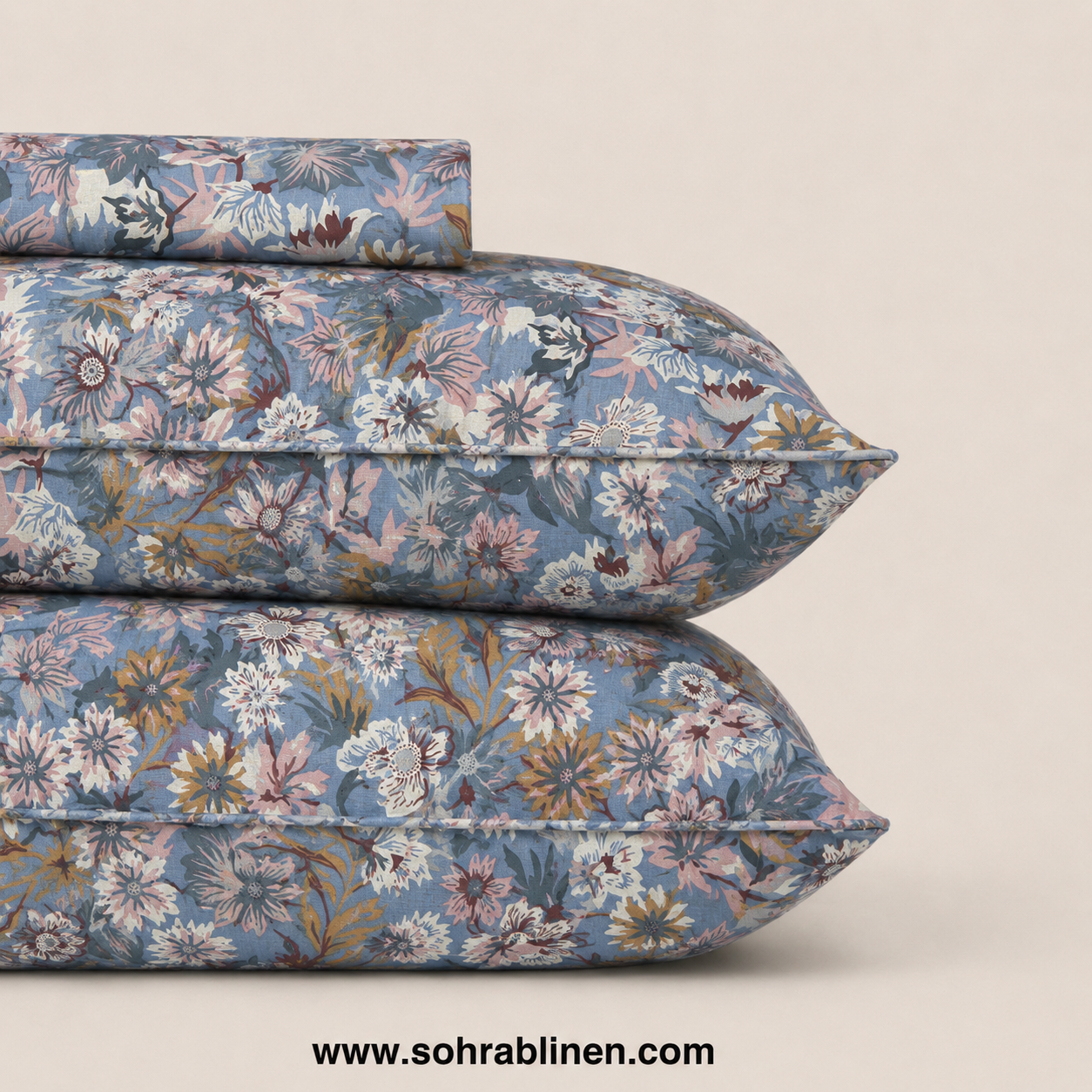 Sky Bloom Floral T-150 Cotton Bed Sheet Set