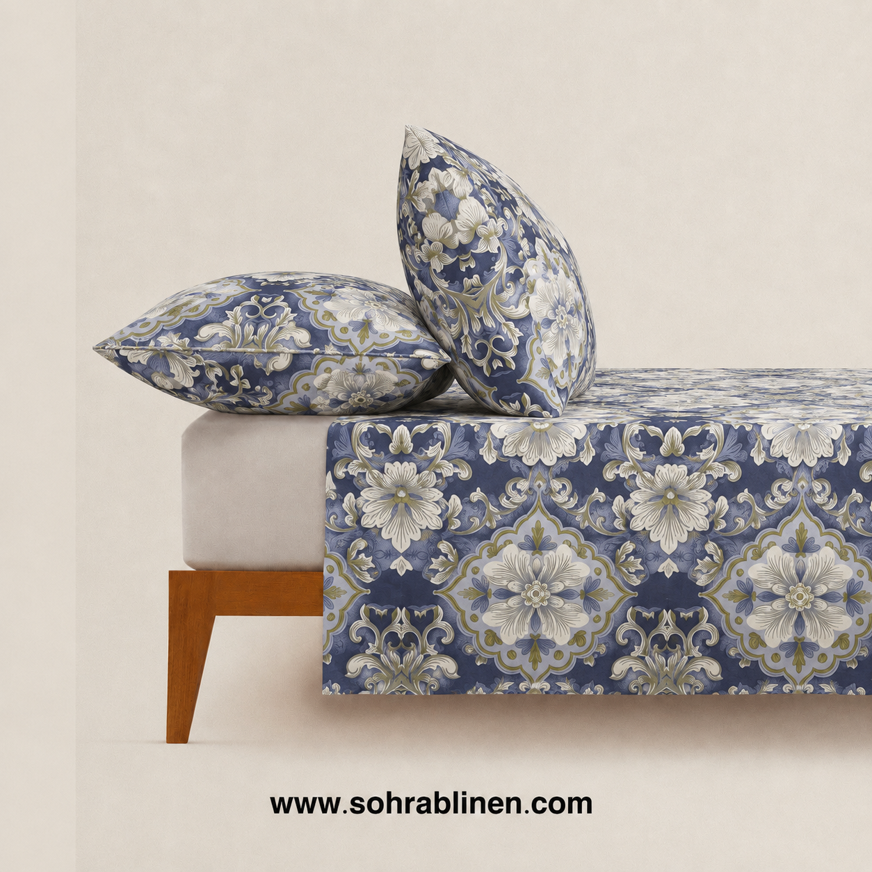 Royal Blue Vintage T-150 Cotton Bed Sheet Set