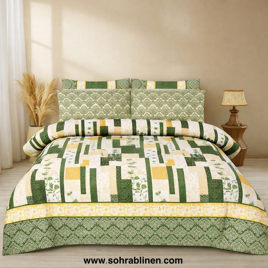 Olive Patch Cotton bedsheet Set