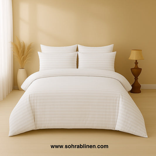Premium stripe white bedsheet set