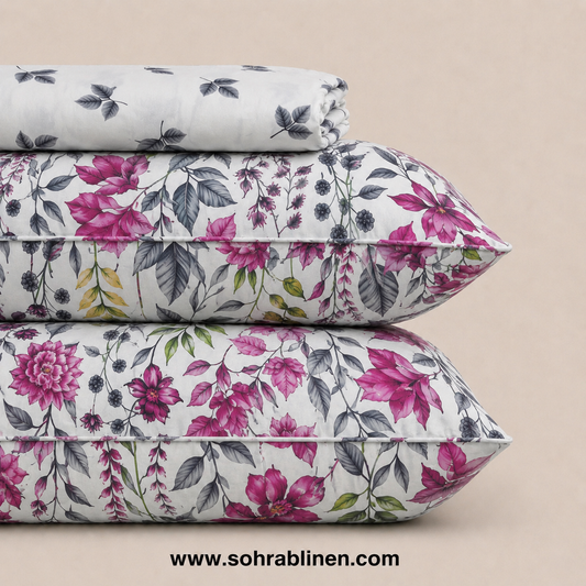 Peony Elegance T-150 Cotton Bed Sheet Set
