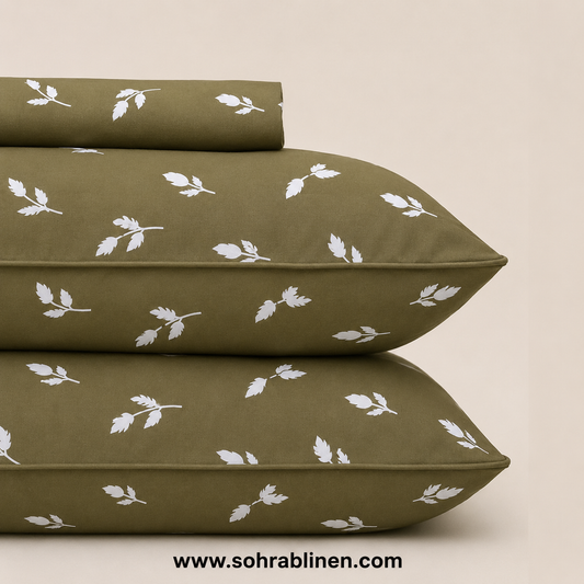 Olive Meadow T-150 Cotton Bed Sheet Set