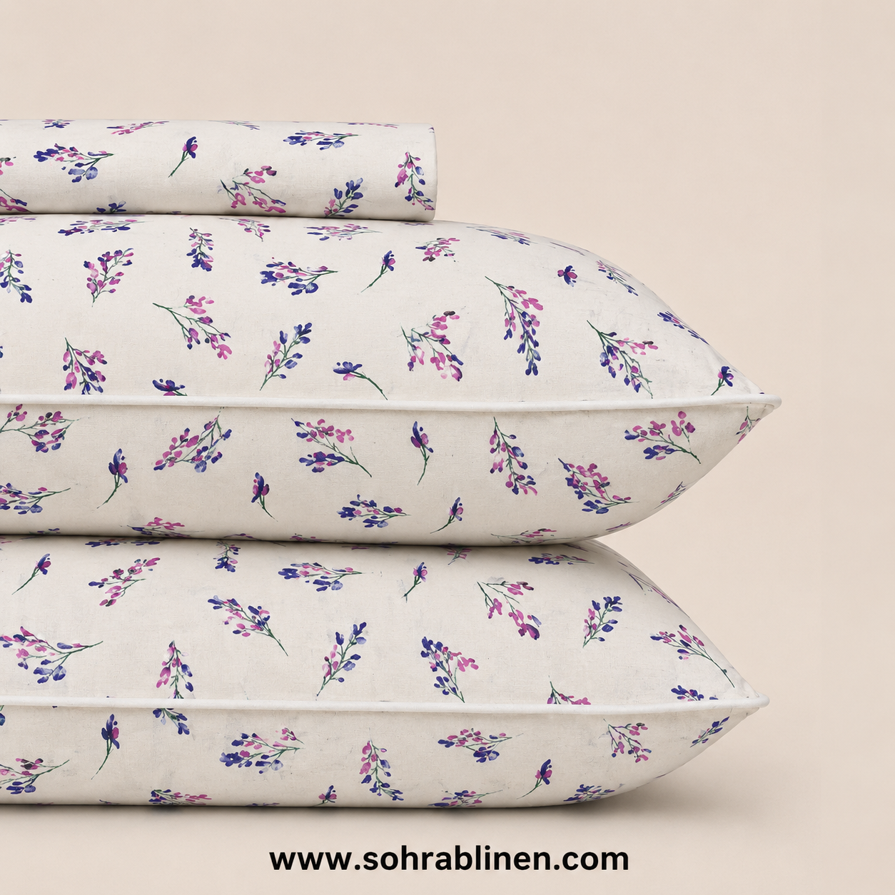 Lavender Bloom T-150 Cotton Bed Sheet Set