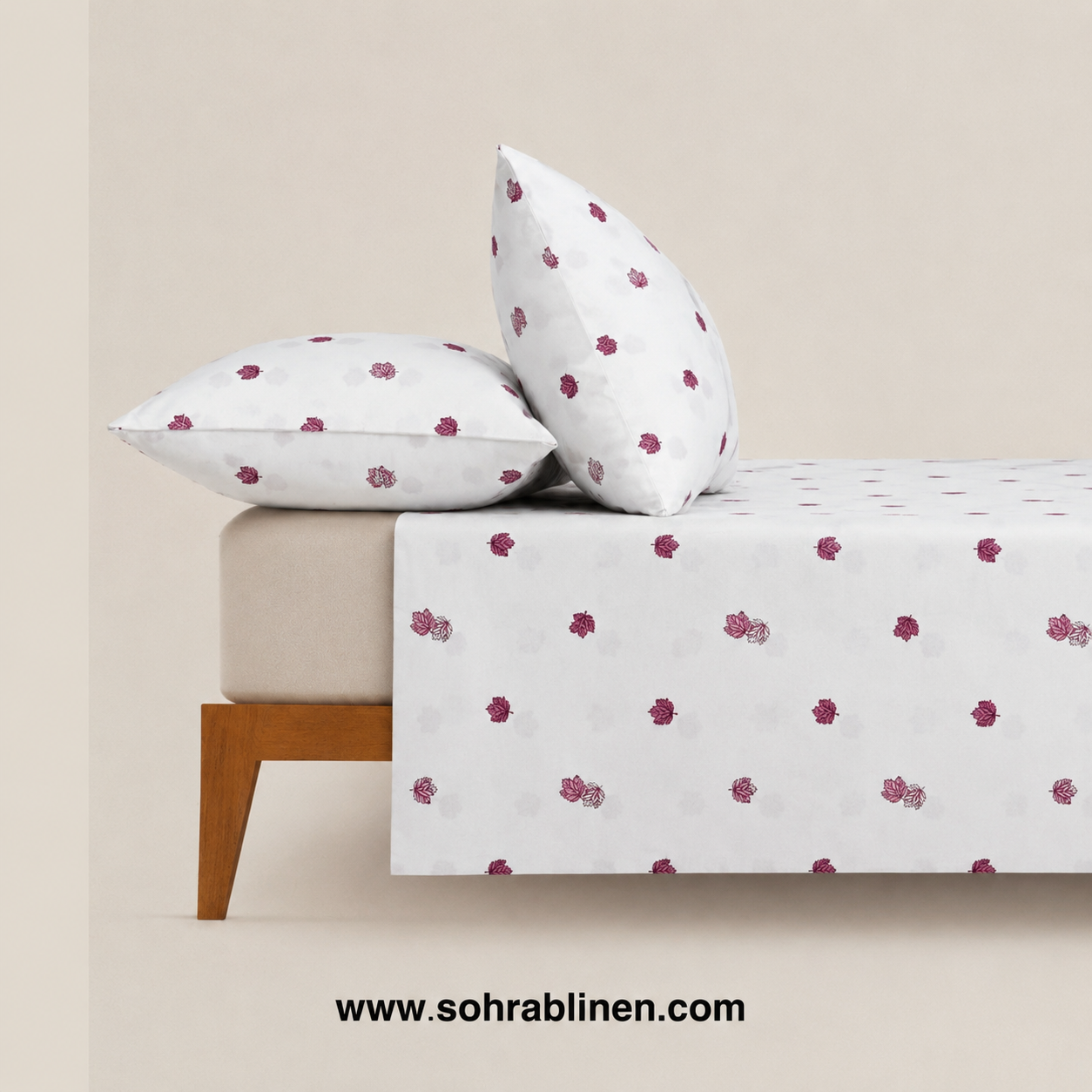 Autumn Leaf Bliss T-150 Cotton Bed Sheet Set