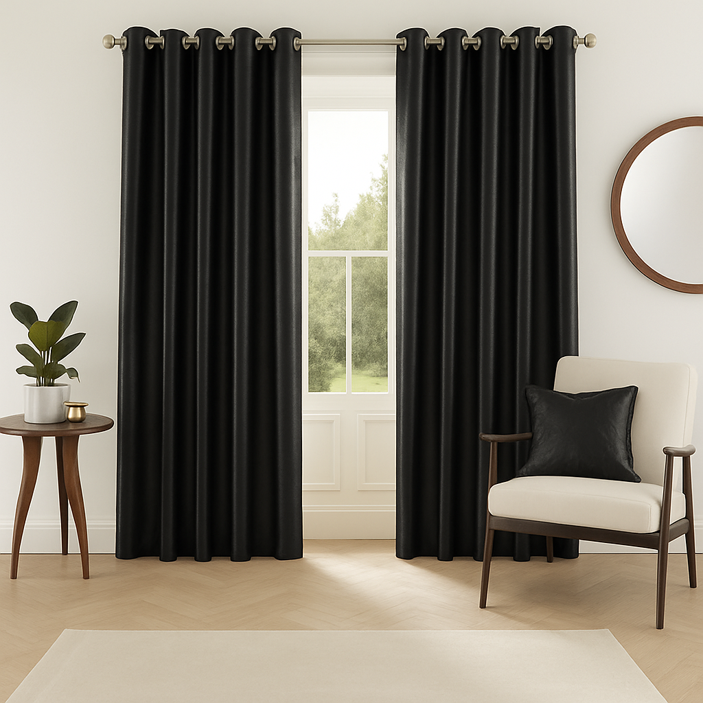 Plain black curtain