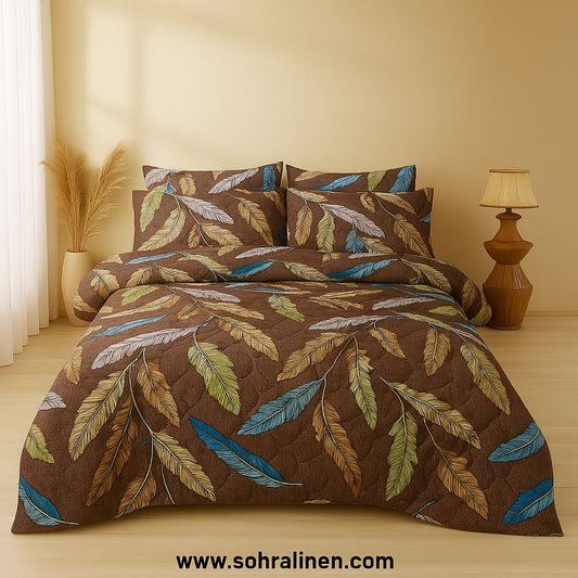 Feather Brown  Comforter Set 6PC