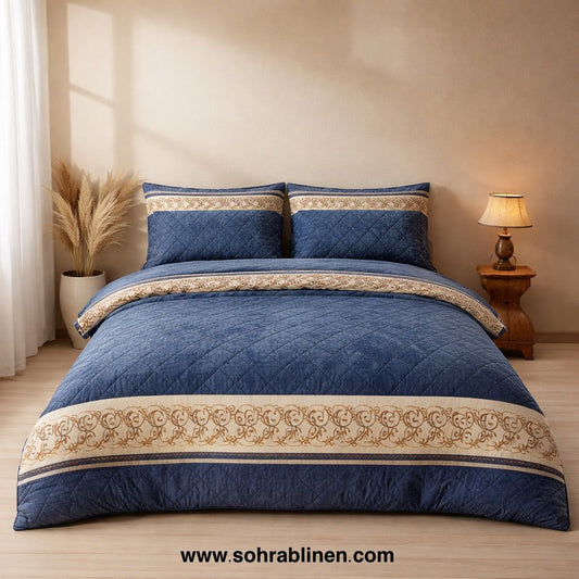 Imperial Blue Plush Bedding Set