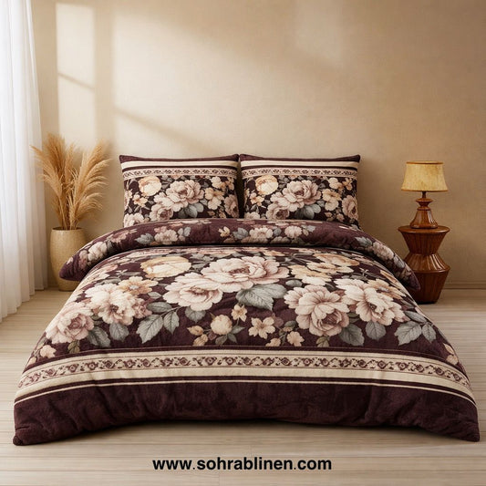 Vintage peony Fleece Bedding Set