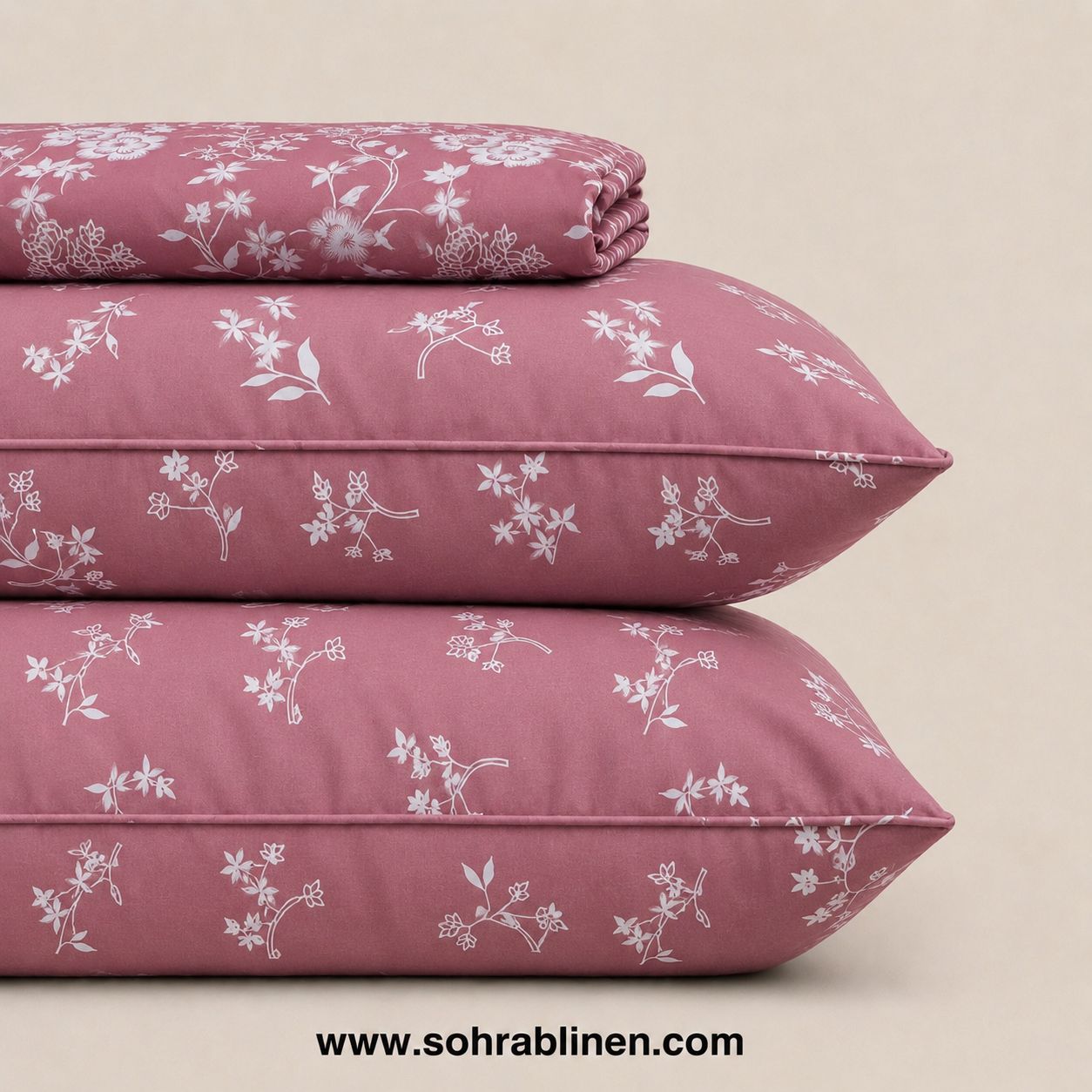 Blush Petals T-150 Cotton Bed Sheet Set