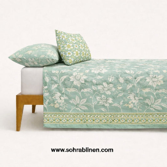 Minimal Floral Cotton bedsheet Set