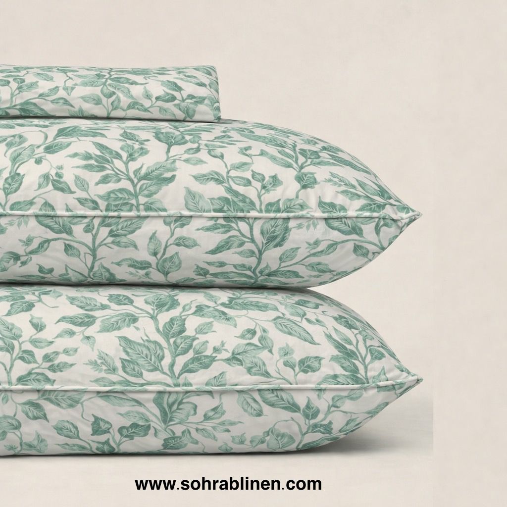 Green leaf Cotton bed sheet Set
