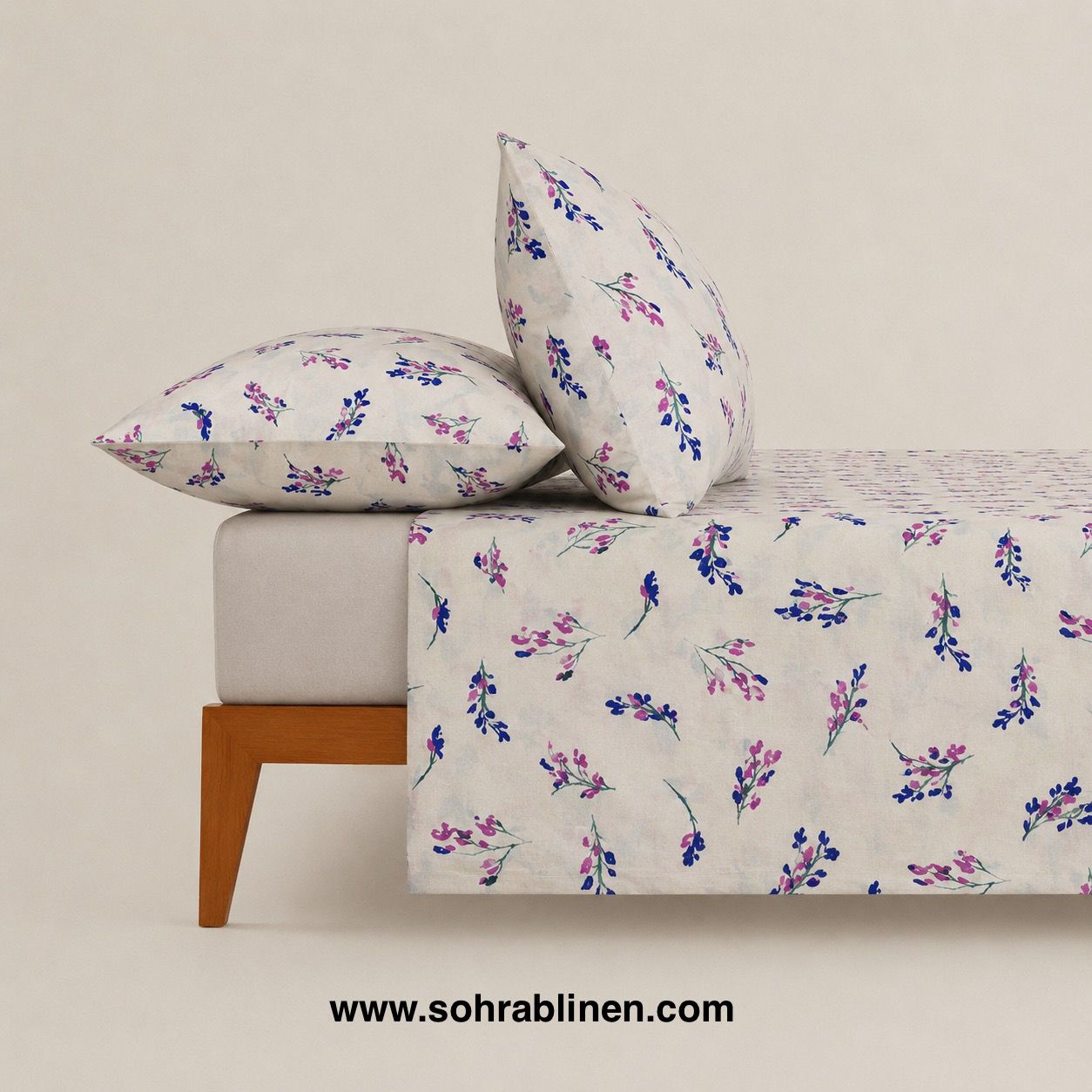 Lavender Bloom T-150 Cotton Bed Sheet Set