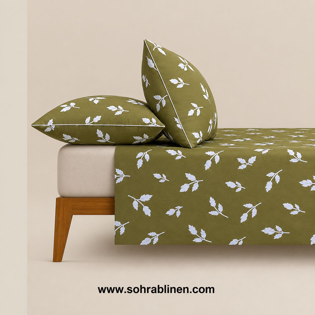 Olive Meadow T-150 Cotton Bed Sheet Set