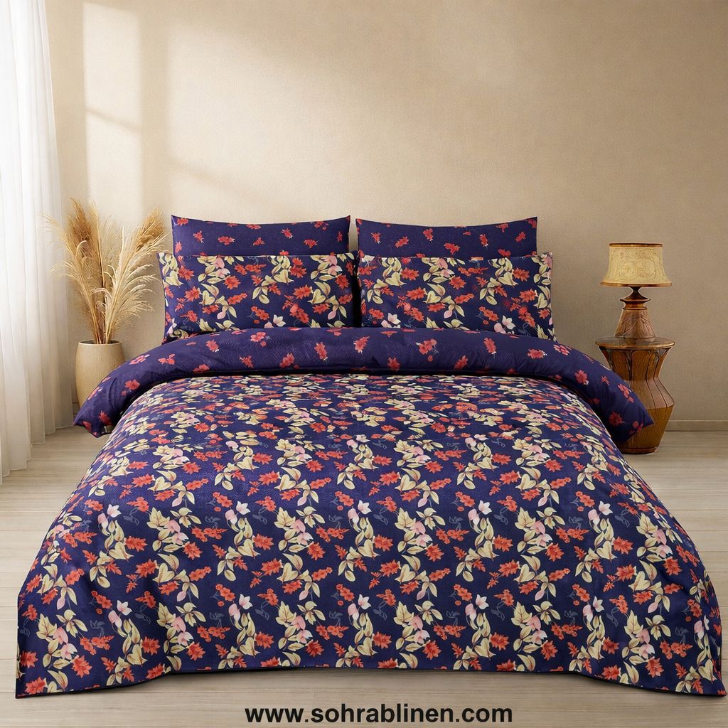 Amber Floral Cotton bed sheet Set