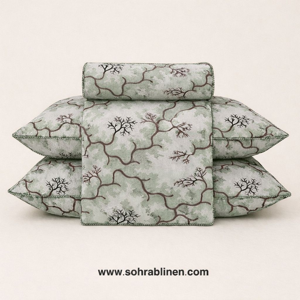 Gultex Multani Bedsheet Set Olive leaf