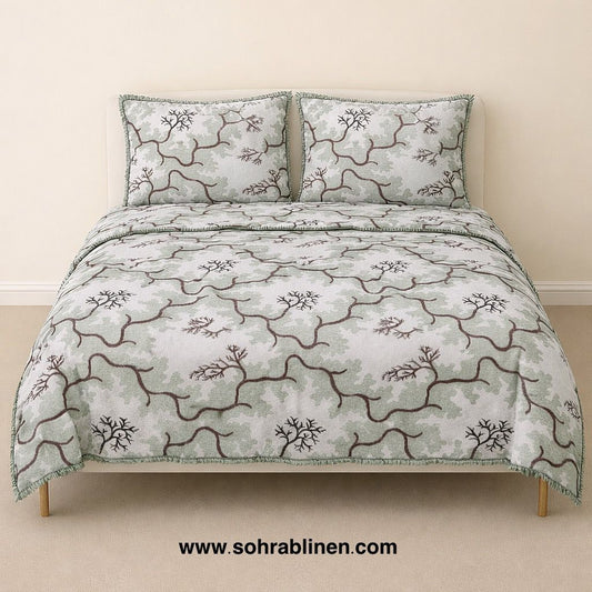 Gultex Multani Bedsheet Set Olive leaf