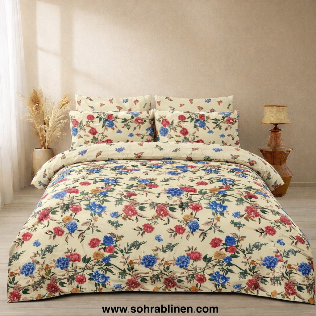 Amber Floral Cotton bed sheet Set